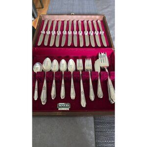 65 pc Silverplate Wm Rogers 1937 Memory Hiawatha FLATWARE Mixed SET Box Fair